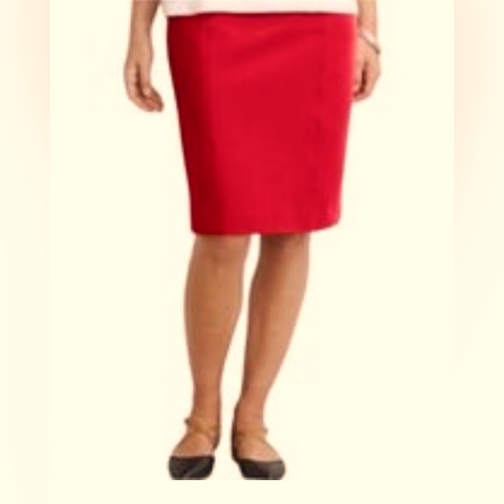 J.jill Small Red Ponte Knit Pencil Skirt